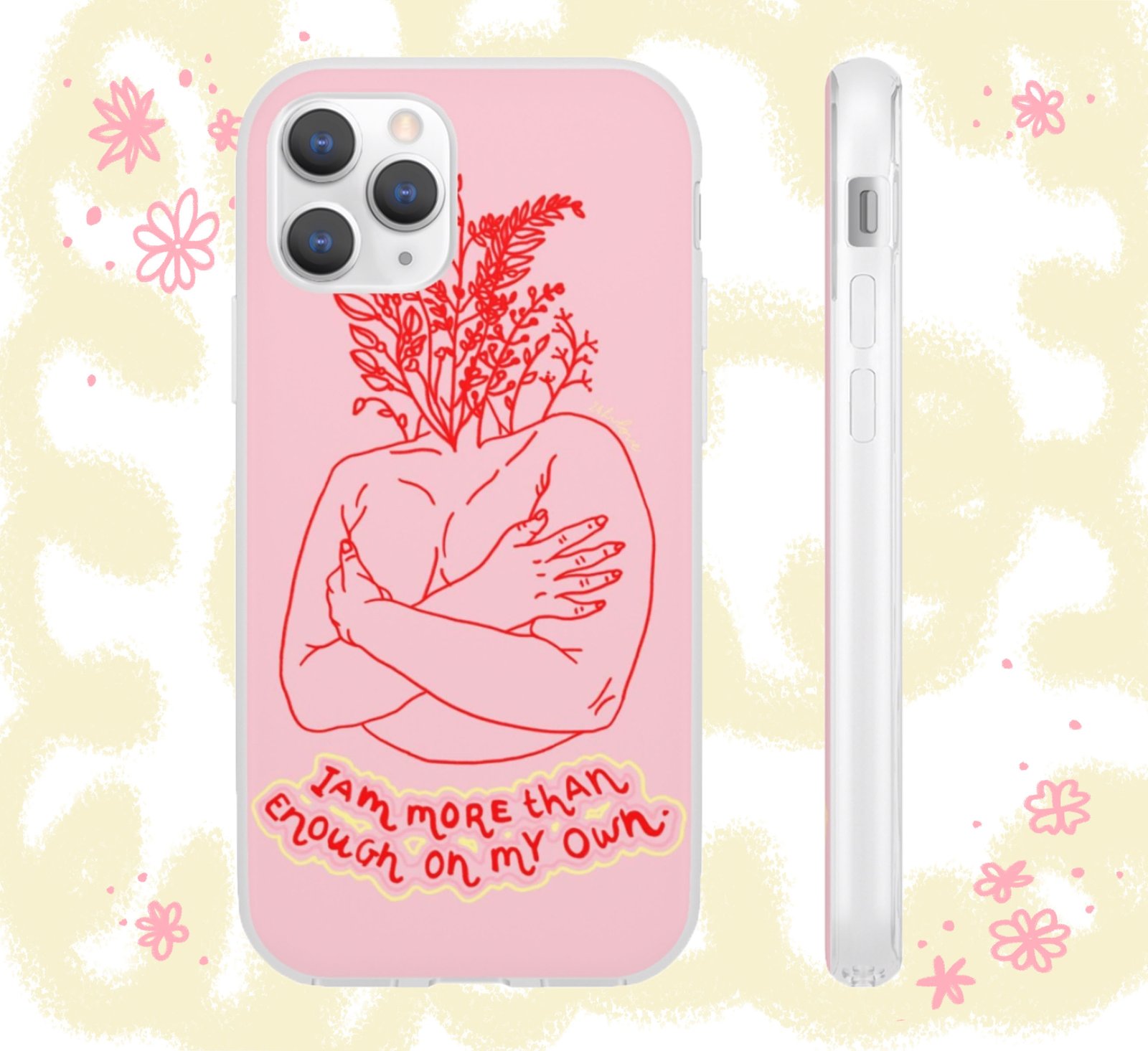 Female Body Floral Illustration Clear Rubber Phone Case 24hrlove